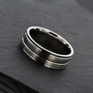 3 colori disponibili anello smerigliato in acciaio inossidabile largo 8mm personalizzato per gioielli Hip Hop con anello a fascia da uomo - Product Image 5