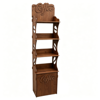 Support de présentation de café personnalisé avec logo, présentoir en bois pour sacs de café, solution de présentation haut de gamme pour les cafés