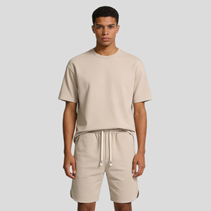 Manufacturer Men's Summer cotton <b>Suit</b> Breathable Plus Size Sports <b>Leisure</b> Two-Piece Set Short Sleeved Shorts Set - Product Image 2