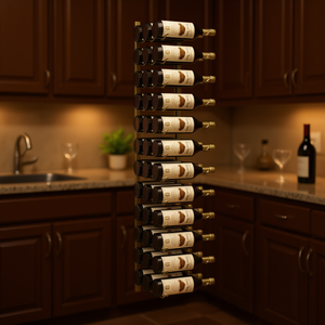 Porte-bouteilles mural en fer doré, capacité de 36 bouteilles, accessoire moderne pour bar à domicile - Product Image 2