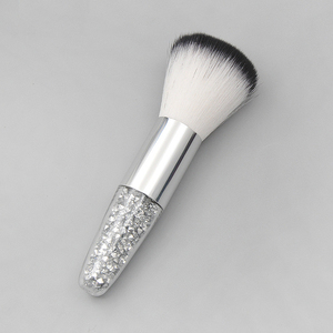 Brosse à poussière pour ongles en poils synthétiques, manche diamanté argenté, poils blancs doux, brosse de nettoyage pour manucure, salon de beauté, brosse à dépoussiérer pour nail art - Product Image 3