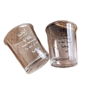 Glass Drinkware Set With Letter Print Transparent Cups For Cold Drinks Party Use - Product Image 5