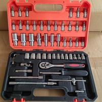 Coffret d'outils de réparation automobile multifonctionnel 53 pièces avec clé à cliquet manuelle en alliage d'acier 1/4, marque HM, étui rigide, OEM