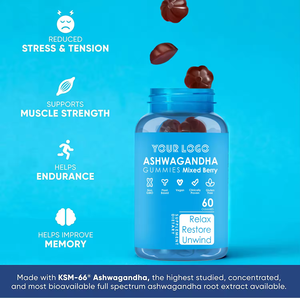 Suplemento dietético OEM, gomitas de Ashwagandha, mezcla de hierbas, ayuda a la relajación y mejora del estado de ánimo, potenciador inmunológico, 60 gomitas - Product Image 6