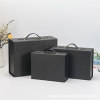 Boîte cadeau pliante à double porte magnétique, texture cuir personnalisée, emballage rigide pliable, ruban satiné, nœud promotionnel, luxe