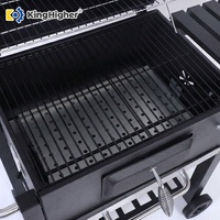 Barbecue au charbon de bois robuste, fumoir extérieur, hauteur réglable, en acier laminé à froid, barbecue commercial avec chariot, pour le camping
