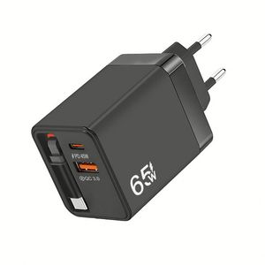 GAN 65W USB Type C 5A พลังงานสูงอเนกประสงค์ที่ชาร์จไฟ OTP ติดผนังเข้ากันได้กับ QC3.0อะแดปเตอร์ชาร์จสำหรับแล็ปท็อปโทรศัพท์มือถือ - Product Image 1