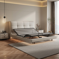 Lit King Size Divisé Moderne de Luxe avec Tête de Lit Capitonnée, Télécommande Sans Fil, Lit à Mouvement en Cuir Tapissé à Espacement Nul pour Appartement