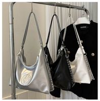 Tas Tote satu bahu wanita, ransel desain rantai kapasitas besar, tas selempang mewah modis