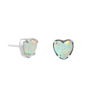 スーパースター G23 チタン製 スレッドレス ハート型 ヘッダーピン インパーツ アタッチメント インレイ オパール アクセサリー 子供向け トレンド ボディピアス - Product Image 2