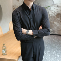 Chemise Homme Premium Sense Peacock à Manches Longues, Col Italien Pointu, Coupe Slim, Infroissable, Style Décontracté et Élégant
