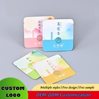 Sachet de thé personnalisé à trois soudures latérales, étanche à l'humidité, en aluminium laminé, avec encoche de déchirement et coins arrondis