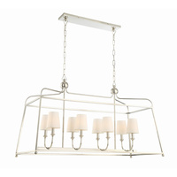 Lustre rectangulaire nordique moderne avec abat-jour en tissu, suspension de plafond en nickel poli pour table à manger, salon, hôtel