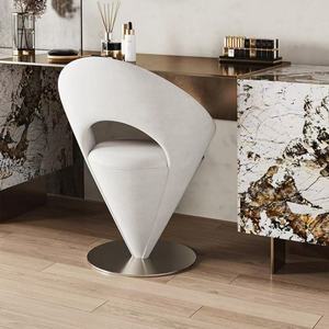 Italian Light Luxury Modern Stainless Steel Rotatable <b>Vanity</b> Stool Designer Single <b>Chair</b> Commercial Dressing Table Waiting <b>Chair</b> - Product Image 3