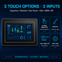 Monitor Industrial Táctil Capacitivo de 7 Pulgadas, 1024x600 LCD, VGA, HDMI, DP, Opción Resistiva de 10 Puntos de Tacto, Gabinete Integrado, OEM