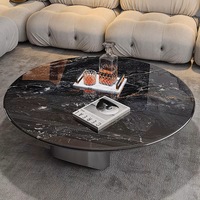Table basse ronde en marbre de luxe moderne centre de table en acier inoxydable décor centre multifonctionnel design maison meubles de salon