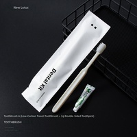 Kit de toilette haut de gamme jetable avec brosse à dents et dentifrice, logo personnalisable, emballé individuellement, pour hôtels