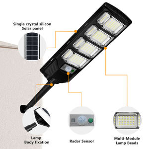 Lampadaire solaire LED 6000K lumière du jour IP65 Corps en ABS Capteur radar Montage mural Panneau Mono-Si Certifié CE Angle de faisceau 120° - Product Image 1