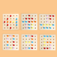 Juego de Clasificación de Colores de Madera con Pompones, Juguete Educativo para Desarrollar Habilidades Motoras Finas, para Niños de 2 a 4 y 5 a 7 Años, Juguete Unisex para Jardín de Infancia
