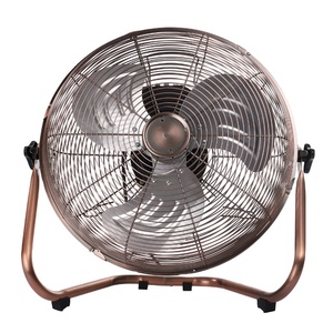 Ventilateur de sol en laiton de 14 pouces avec design rétro, 3 vitesses, fonctionnement silencieux, gain de place pour usage domestique et hôtelier - Product Image 1