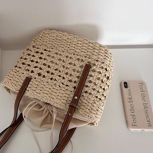 Sac fourre-tout tissé en paille bohème pour femme 2026, sac à bandoulière fait main avec poignées en cuir pour <span class=keywords><strong>la</strong></span> plage et les voyages, idéal pour l'été - Product Image 4