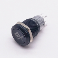 Interrupteur avec éclairage Led en métal noir personnalisable, bouton-poussoir, 16/19/22mm, 1no, 1nc, 12/24v, Logo personnalisable, étanche IP67