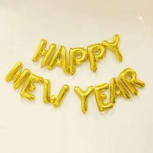 HappyNewYear <span class=keywords><strong>Traje</strong></span> de letras de Año Nuevo Globos de película de aluminio Arreglo de vestido Globos de ambiente <span class=keywords><strong>para</strong></span> la víspera de Año Nuevo - Product Image 2
