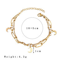 Bracelet Lune en Acier Inoxydable Double Couche Style Luxe Léger, Bijoux Tendance pour Femme, Vente en Gros