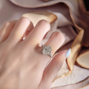 925 Silver Platinum Plated Pink Moissanite Three Stone Half <b>Moon</b> 2ct Oval Classic Crown <b>Ring</b> for Women's Wedding Engagement - Product Image 3