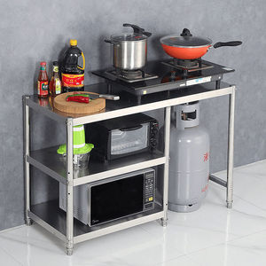 <span class=keywords><strong>Scaffale</strong></span> Multifunzionale a 3 Ripiani <span class=keywords><strong>per</strong></span> <span class=keywords><strong>Cucina</strong></span>, Ripiano <span class=keywords><strong>in</strong></span> <span class=keywords><strong>Acciaio</strong></span> Inox <span class=keywords><strong>per</strong></span> Piano Cottura a Gas - Product Image 4