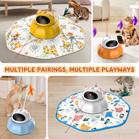 Juguete para Mascotas ODM/OEM, Alfombra de Plumas con Láser Giratorio de 360 Grados, Juguete Interactivo de Cobertura Total para Gatos, Ejercicio Diario para Gatitos en Interiores