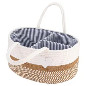 Factory China Large Caddy Collapsible Wholesale Handwoven 100%Cotton Baby Diaper Basket