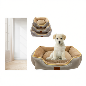 Set Cuccia per Cani Tre Pezzi Beige in Tessuto Tecnologico e Flanella per Letti per Animali Domestici - Product Image 2