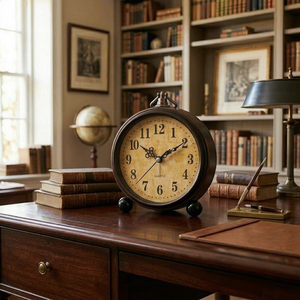 Reloj Despertador de Mesa de Metal Vintage, Reloj de Escritorio Redondo Antiguo, Reloj Clásico Retro, Reloj Decorativo para Oficina, Estudio, Biblioteca, Dormitorio - Product Image 1