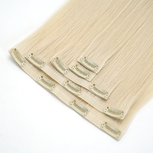 Extensioni per capelli invisibili senza cuciture Hot Supplier, in capelli umani lisci crespi, con clip, allineamento cuticole - Product Image 1