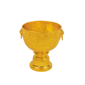 ถาดเสิร์ฟหัวสิงโต16ซม. ดีไซน์แบบไทยชามเสิร์ฟแบบดั้งเดิมทำจากอลูมิเนียมสีทอง - Product Image 2