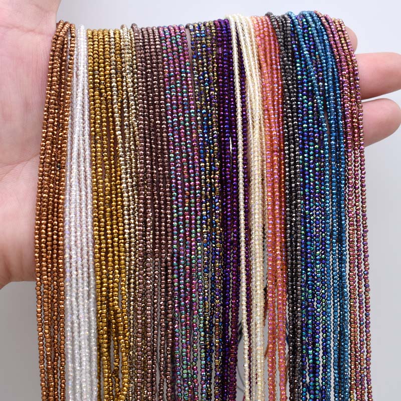 2mm Small Faceted Crystal Glass Beads Waist Glass Crystal Beads for Jewelry Making Loose Glass Seed Beads Ring