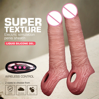 Manchon de pénis en silicone liquide à simulation électrique, contrôle sans fil, texture super réaliste, extenseur de pénis, jouet sexuel pour adultes