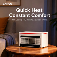 Chauffage portable BANCO en céramique PTC avec mode ventilateur, télécommande et lumière d'ambiance pour bureau et espace de travail