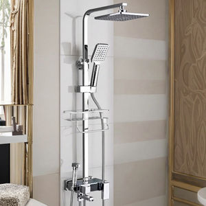 Ensemble de douche en laiton chromé poli <span class=keywords><strong>avec</strong></span> affichage numérique, robinets thermostatiques multifonctionnels, système de douche à effet pluie constant pour hôtels - Product Image 6