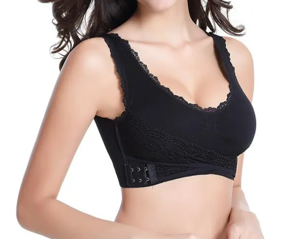 Sutiã feminino, novo design para mulheres preto sutiã de renda push up malha