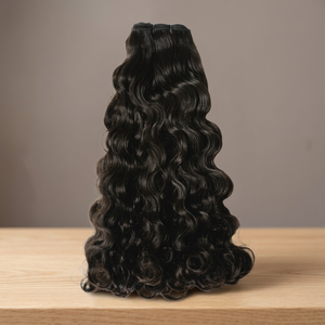 Extensions de cheveux naturels à clipser, ondulation profonde, cheveux Remy, pointes pleines, double trame, noir, 34 pouces - Product Image 1