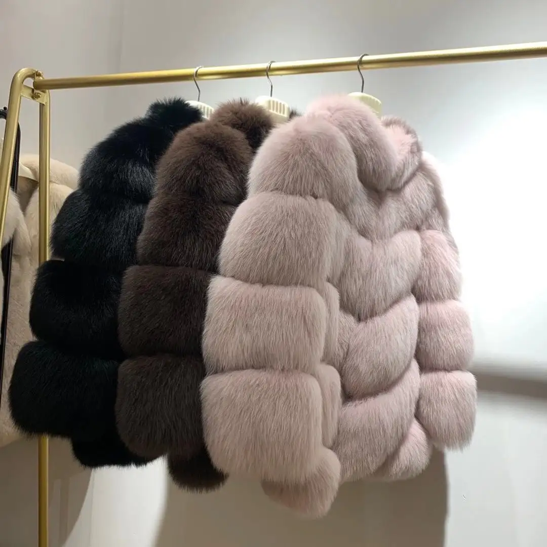 冬の毛皮コートエレガントなスタイルレディースファッションミディアムセクション本物のキツネ毛皮