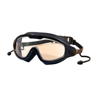 Gafas de natación con tapones para los oídos, lentes de PC, marco de silicona, ajuste universal para buceo y natación para adultos - Product Image 1