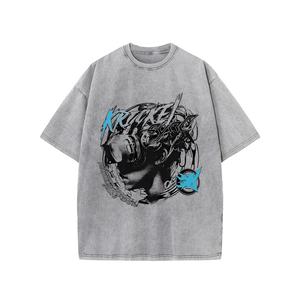 เสื้อยืดผู้ชายย้อนยุคเสื้อคอเต่าผ้าฝ้าย100% โอเวอร์ไซส์พิมพ์ลายดิจิตอลเสื้อฮิปฮอปผ้าคอตตอนคุณภาพสูง - Product Image 2