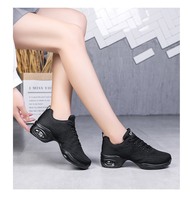 Chaussures de Jazz pour femmes baskets à lacets respirant plate-forme moderne marche chaussures de danse coussin d'air dame semelle fendue chaussures de sport