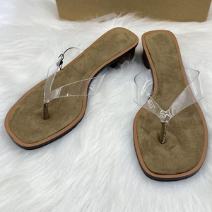 Nuevas Sandalias Casuales de Mujer con Tacón de Madera, Punta Redonda de PVC Transparente, Chanclas Cómodas para Dama - Product Image 1