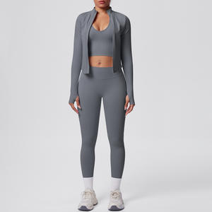 Ensemble de yoga 5 pièces sans couture pour femmes grandes tailles, respirant, séchage rapide, léger, imperméable, ajustement parfait, taille haute, fermeture éclair intégrale, pour entraînement et gym - Product Image 5