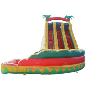 WINSUN Glissière d'eau gonflable en L incurvée en marbre rouge et jaune <span class=keywords><strong>tropical</strong></span> intéressant - Product Image 1