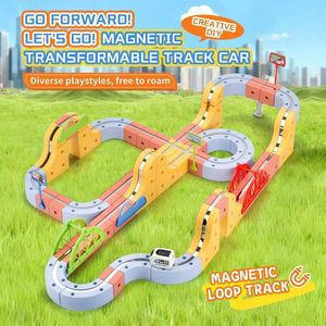 Kit de course de voitures sur rail flexible DIY, jouet de construction électrique avec voitures LED, cadeau éducatif STEM pour enfants - Product Image 3